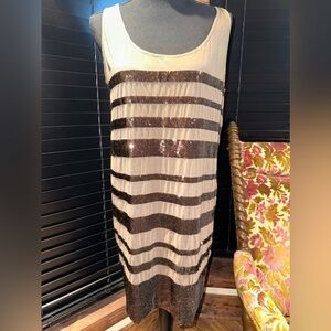 Vince Camuto Swim Dress Coverup Tan Mesh Brown Sequins M